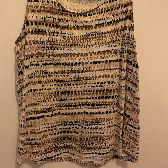 Tank Top w/crescendos of brown/black variegating dot designs (M) - Picture 2 of 2